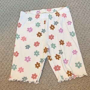 Cat & Jack White Ribbed Shorts with Pastel Floral Print